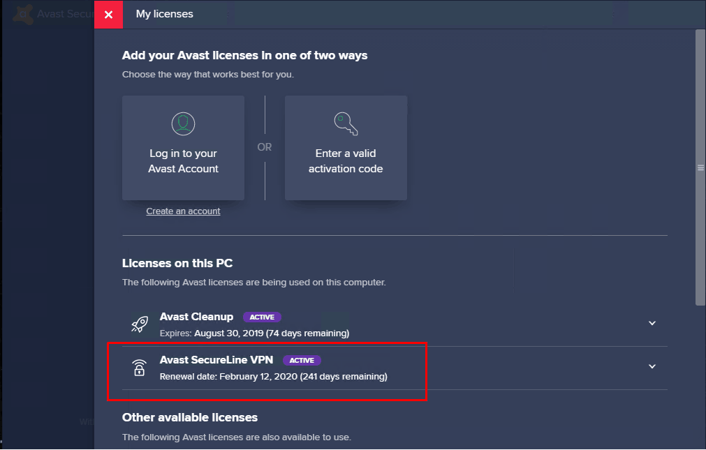 avast secureline vpn for mac & subscription ended message in error